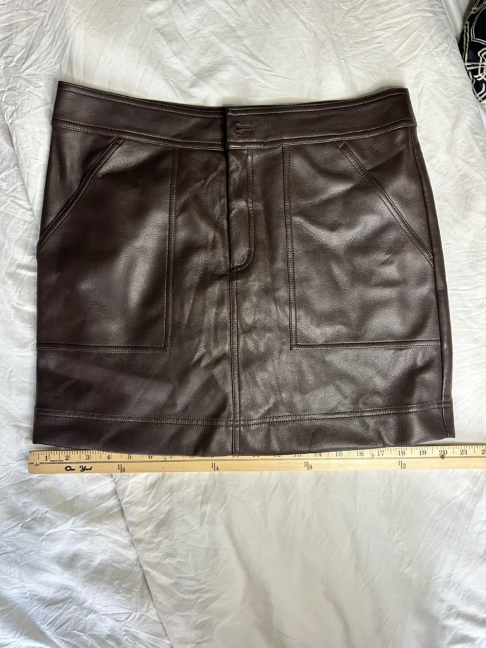 Marie Oliver Dark Brown Faux Leather Mini Skirt - Picture 5 of 8